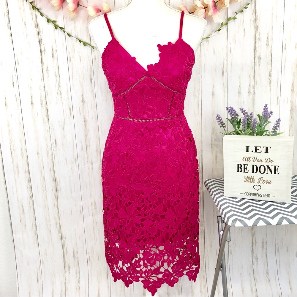 🌟NWOT LOVE.ADY Sexy Pink Cocktail Lace Dress
